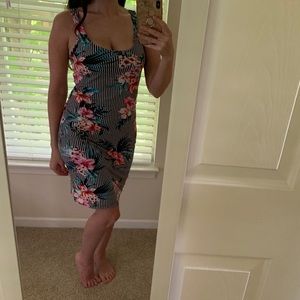 NWT Striped Bodycon Midi Dress